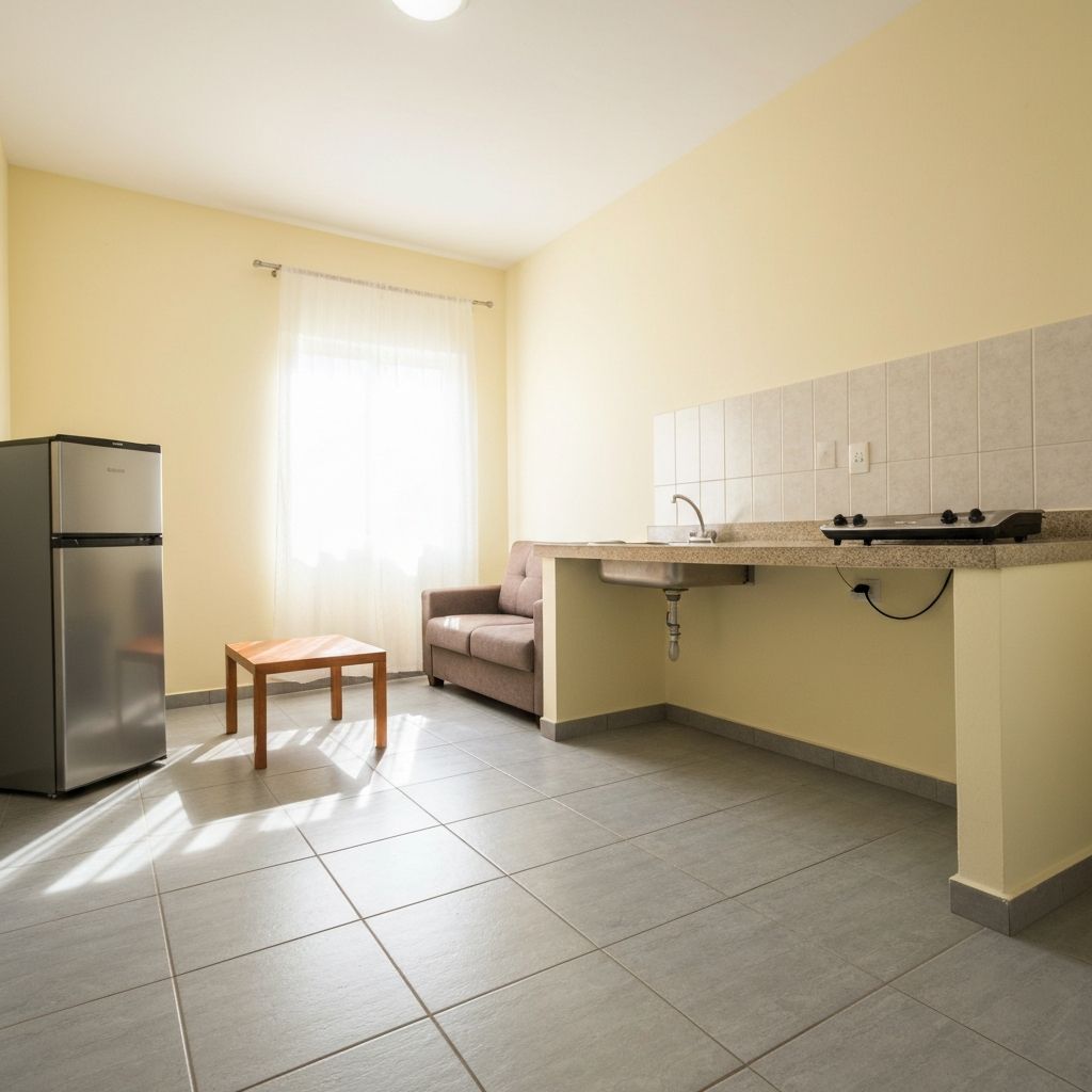 Interior moderno de kitnet compacto